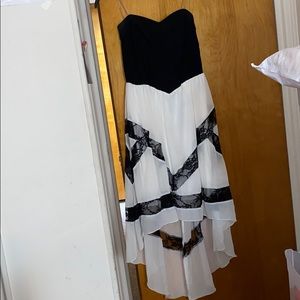 Black and white strapless dress